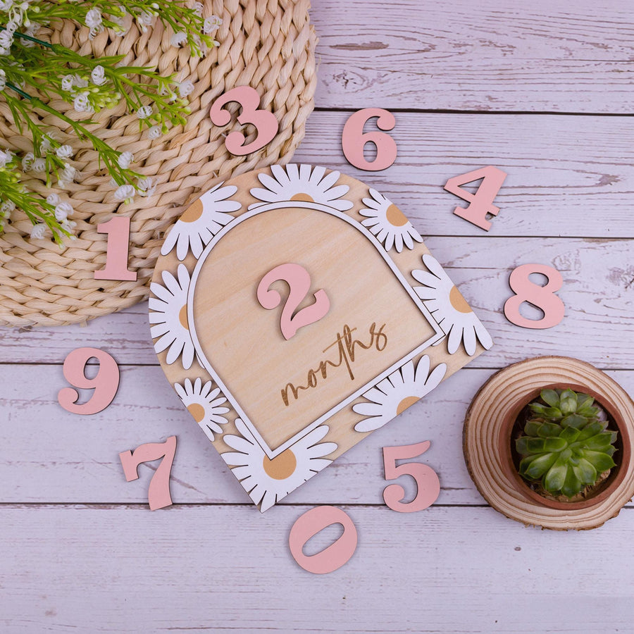 3D Baby Milestone Sign, Hello World Milestone Card, Boho Monthly Milestone, Engraved Wood Monthly Milestone Markers, Baby Girl Photo Props
