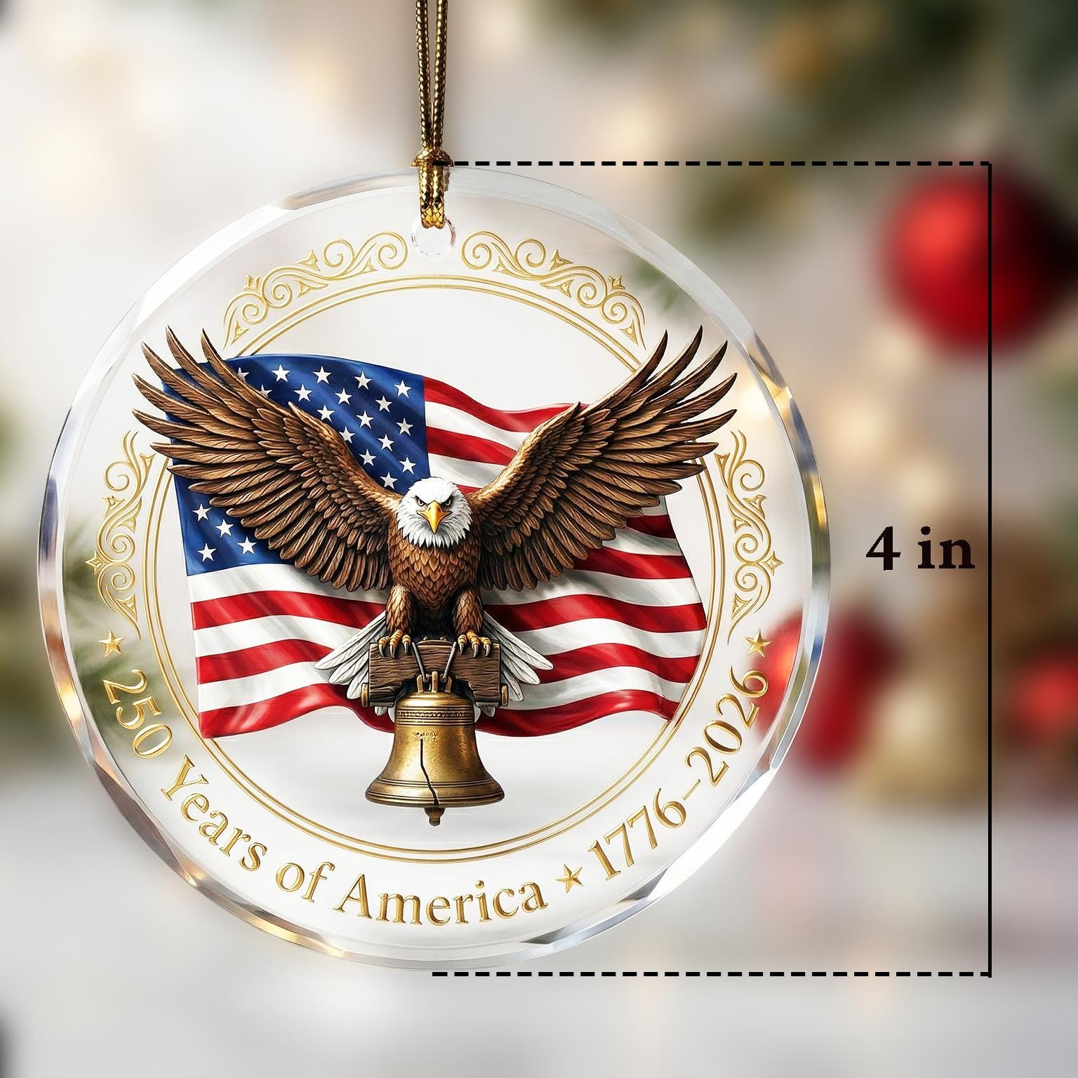 250 Years of America Ornament, Semiquincentennial Eagle Gift, 1776-2026 Patriotic Acrylic Keepsake, USA Birthday Tree Decor