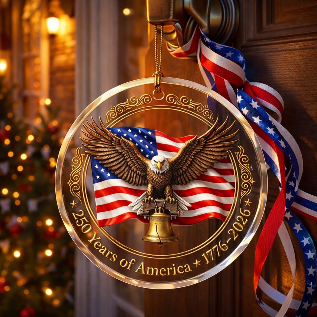250 Years of America Ornament, Semiquincentennial Eagle Gift, 1776-2026 Patriotic Acrylic Keepsake, USA Birthday Tree Decor