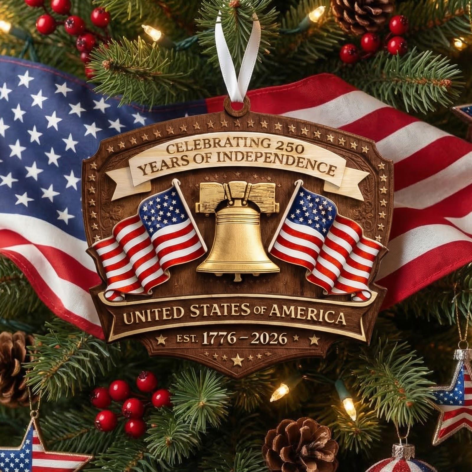 USA 250th Ornament, Semiquincentennial Gift, 1776-2026 Liberty Bell Acrylic Keepsake, Patriotic United States Decor