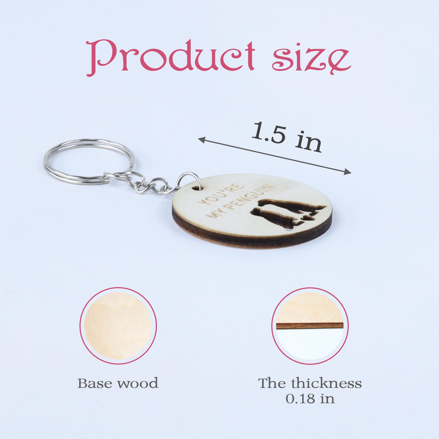 Penguin Keychain Gift: Valentine's Day Boyfriend Girlfriend Plywood Keychain