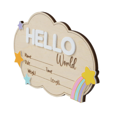 Hello World Baby Announcement, Newborn Birth Stat Sign, Milestone Card, Hospital Name Sign, 3D Wood Sign, Nursery Photo, Baby Photo Prop