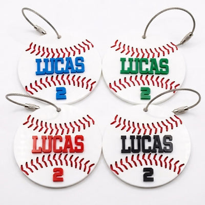 Personalized Baseball Keychain Custom Name and Number, Baseball Bag Tag, Acrylic Baseball Player Gift, Little League Gift