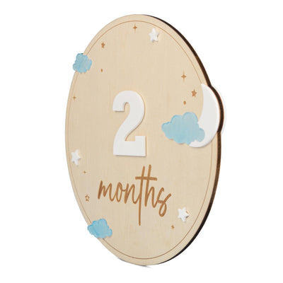 Wooden Baby Milestone Sign, Moon and Stars Milestone, Acrylic Cloud Baby Photo Prop, Newborn Keepsake, Baby Sign, Nursery Decor, Baby Gift
