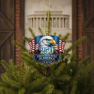 United States 250th Ornament, Semiquincentennial Eagle Portrait, 1776-2026 Patriotic Anniversary Gift, USA 250 Years Decor