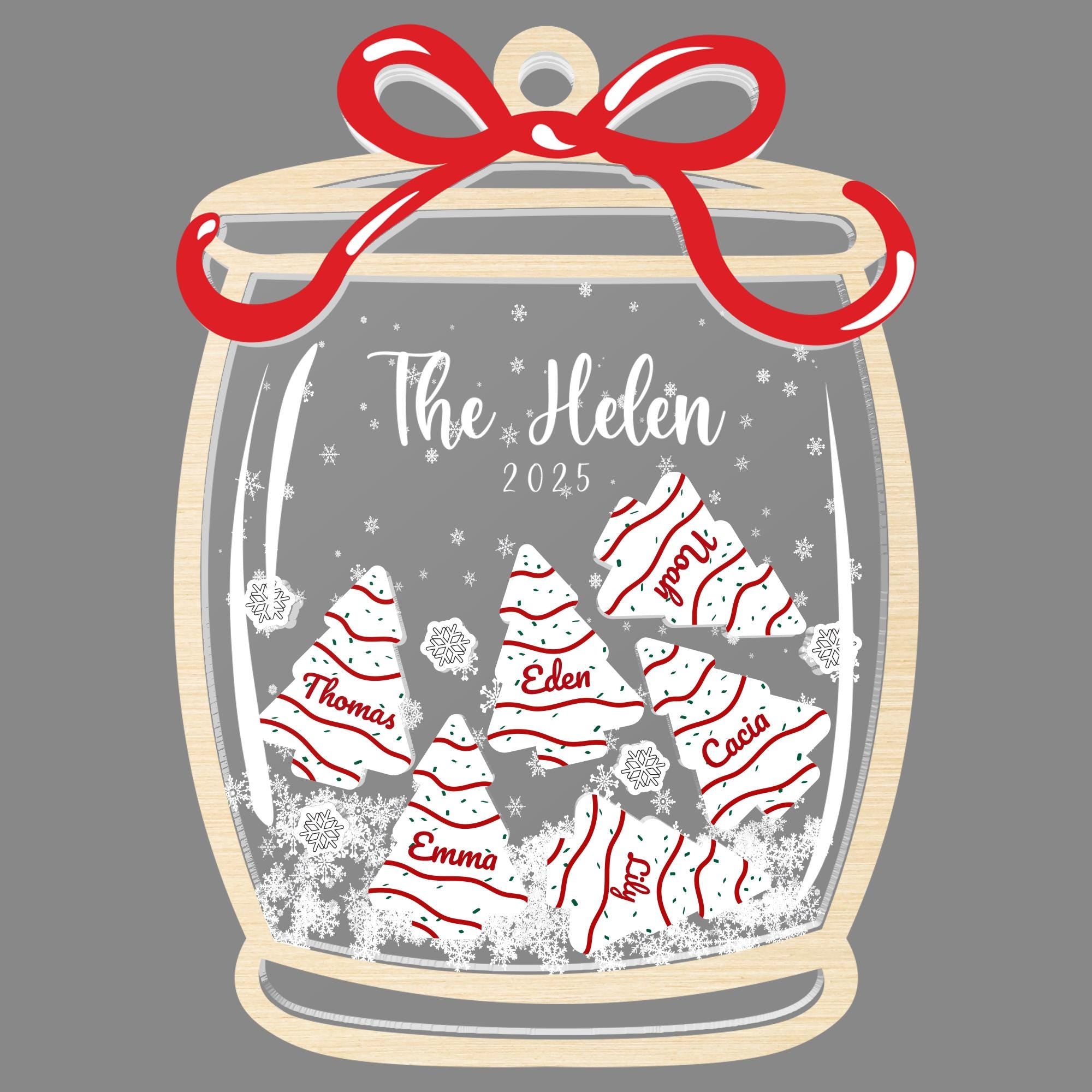 Personalized Family Christmas Ornament: 3D Shaker Keepsake, Custom Names & Year 2025
