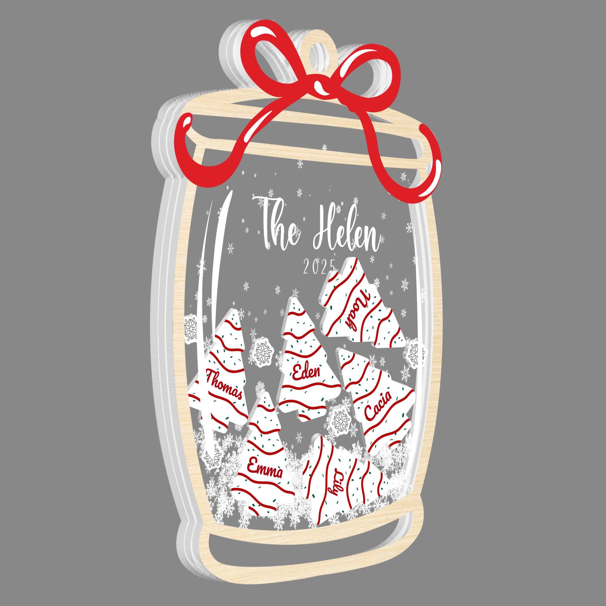 Personalized Family Christmas Ornament: 3D Shaker Keepsake, Custom Names & Year 2025