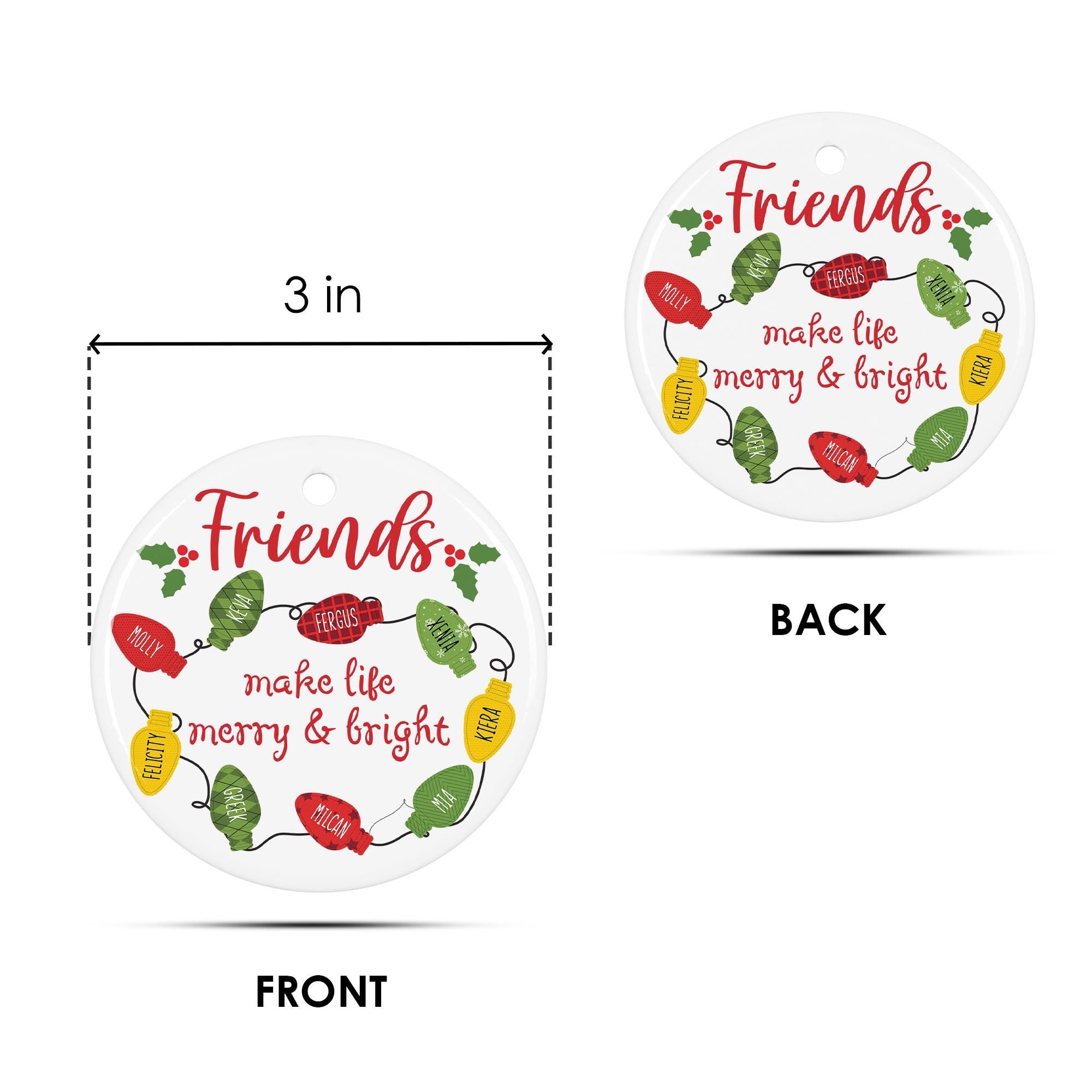Personalized Friends Christmas Ornament: Shaker Snow Globe Keepsake