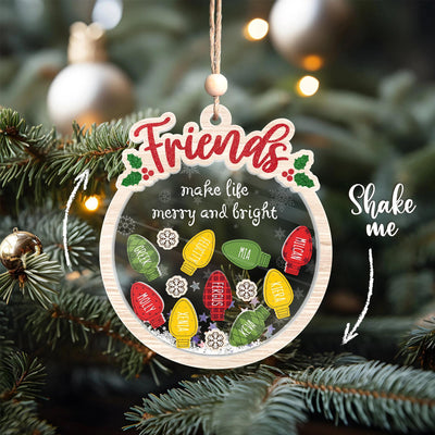 Personalized Friends Christmas Ornament: Shaker Snow Globe Keepsake