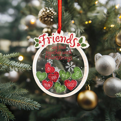 Friends Heart Shaker Ornament Personalized, Custom Friend Names Christmas Gift