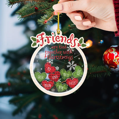 Friends Heart Shaker Ornament Personalized, Custom Friend Names Christmas Gift