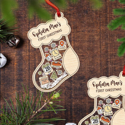 Personalized Baby's First Christmas Shaker Ornament: Birth Stats Keepsake