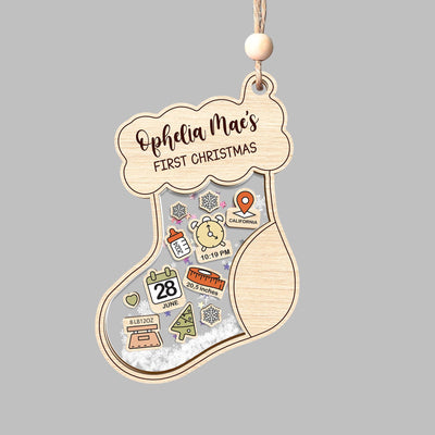 Personalized Baby's First Christmas Shaker Ornament: Birth Stats Keepsake