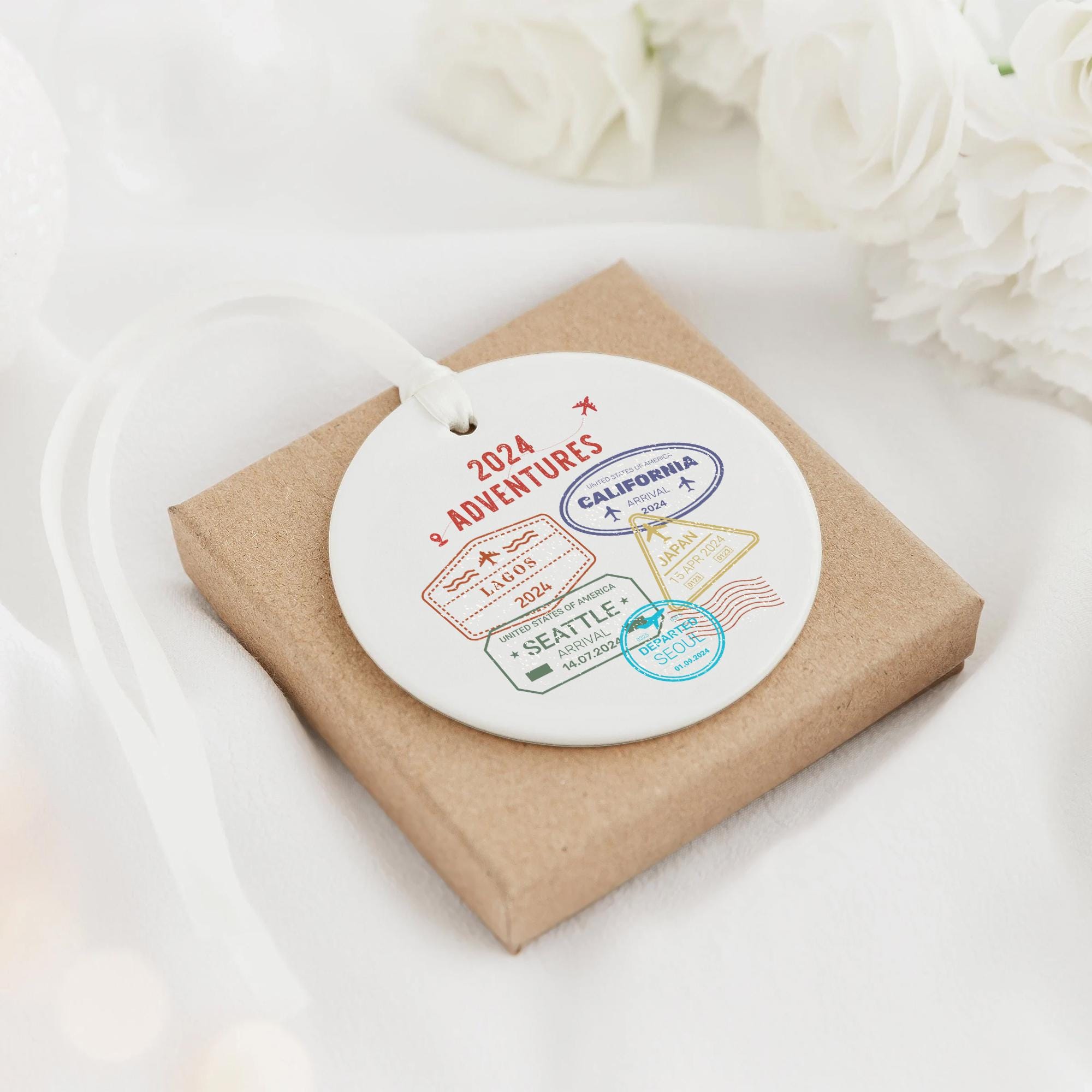 Personalized 2025 Travel Ornament: Ceramic Adventure Keepsake