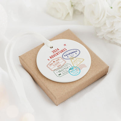 Personalized 2025 Travel Ornament: Ceramic Adventure Keepsake