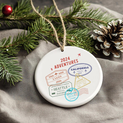 Personalized 2025 Travel Ornament: Ceramic Adventure Keepsake