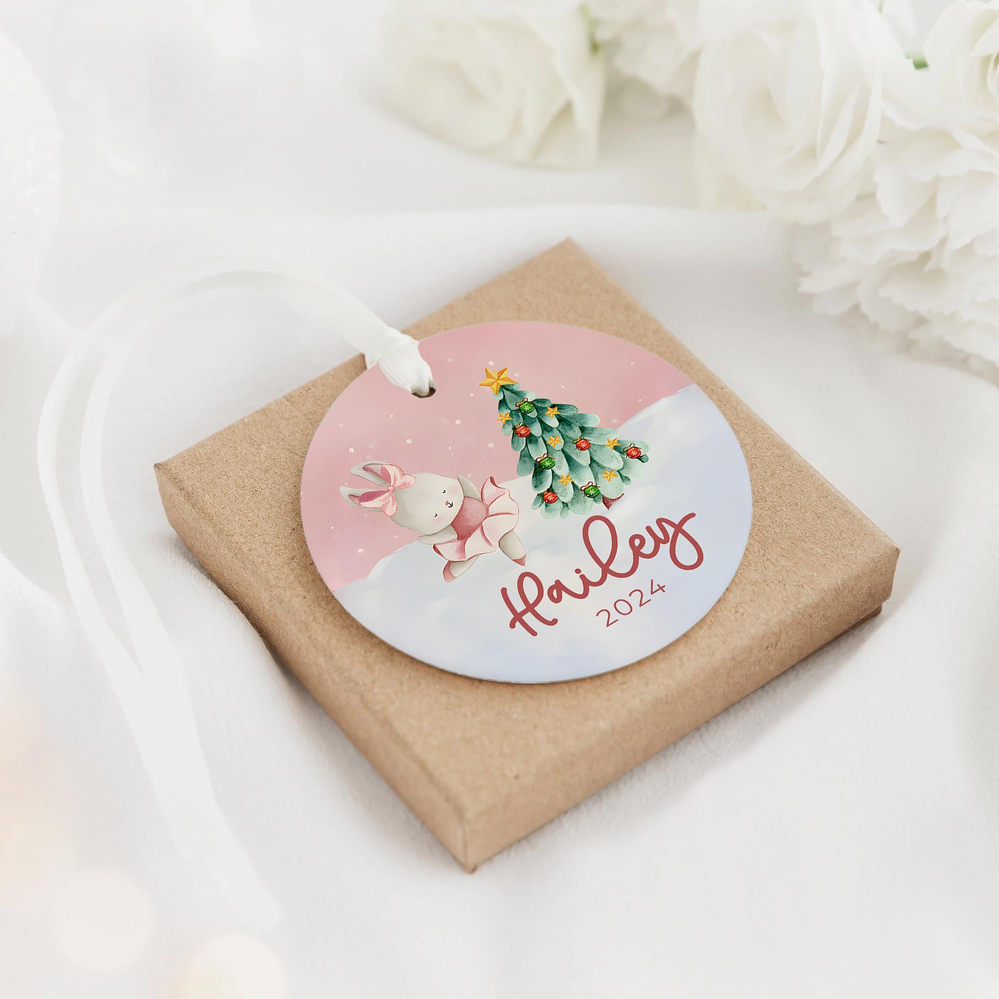 Personalized Ballerina Bunny Christmas Ornament: Girls Keepsake Gift