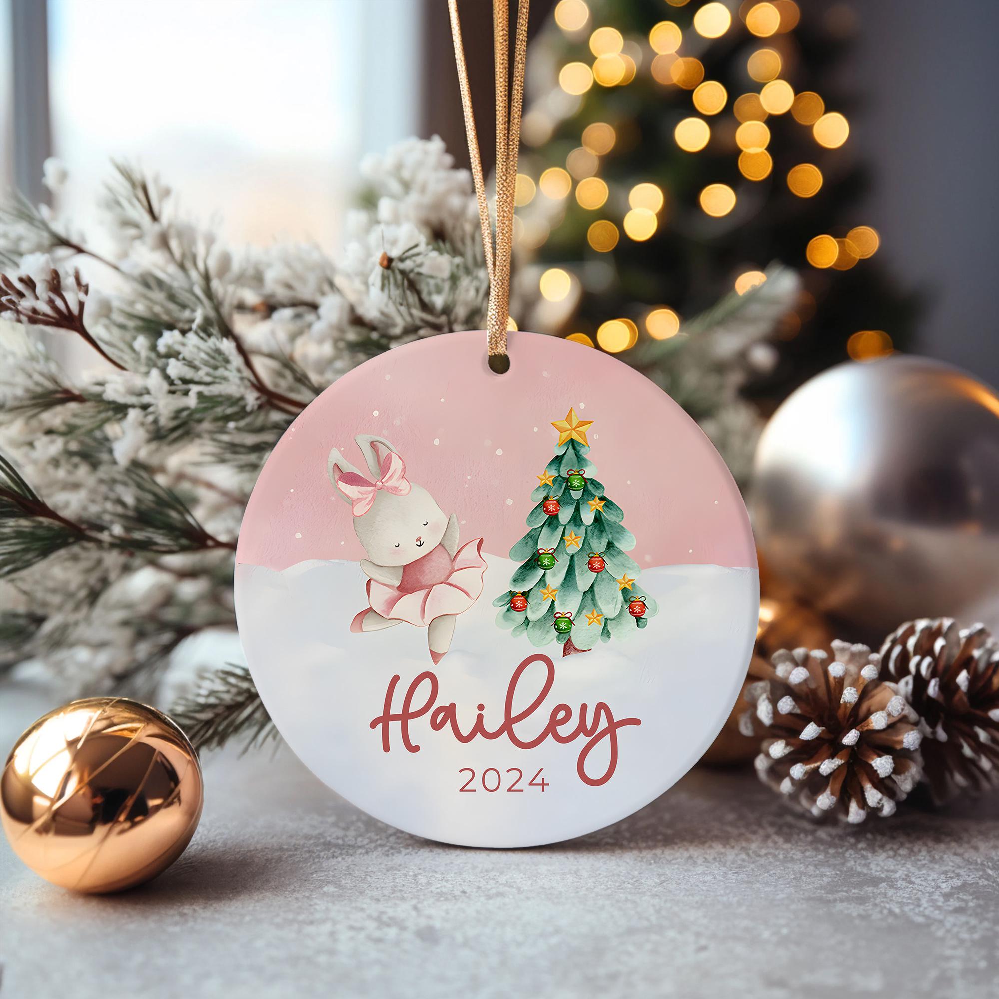 Personalized Ballerina Bunny Christmas Ornament: Girls Keepsake Gift