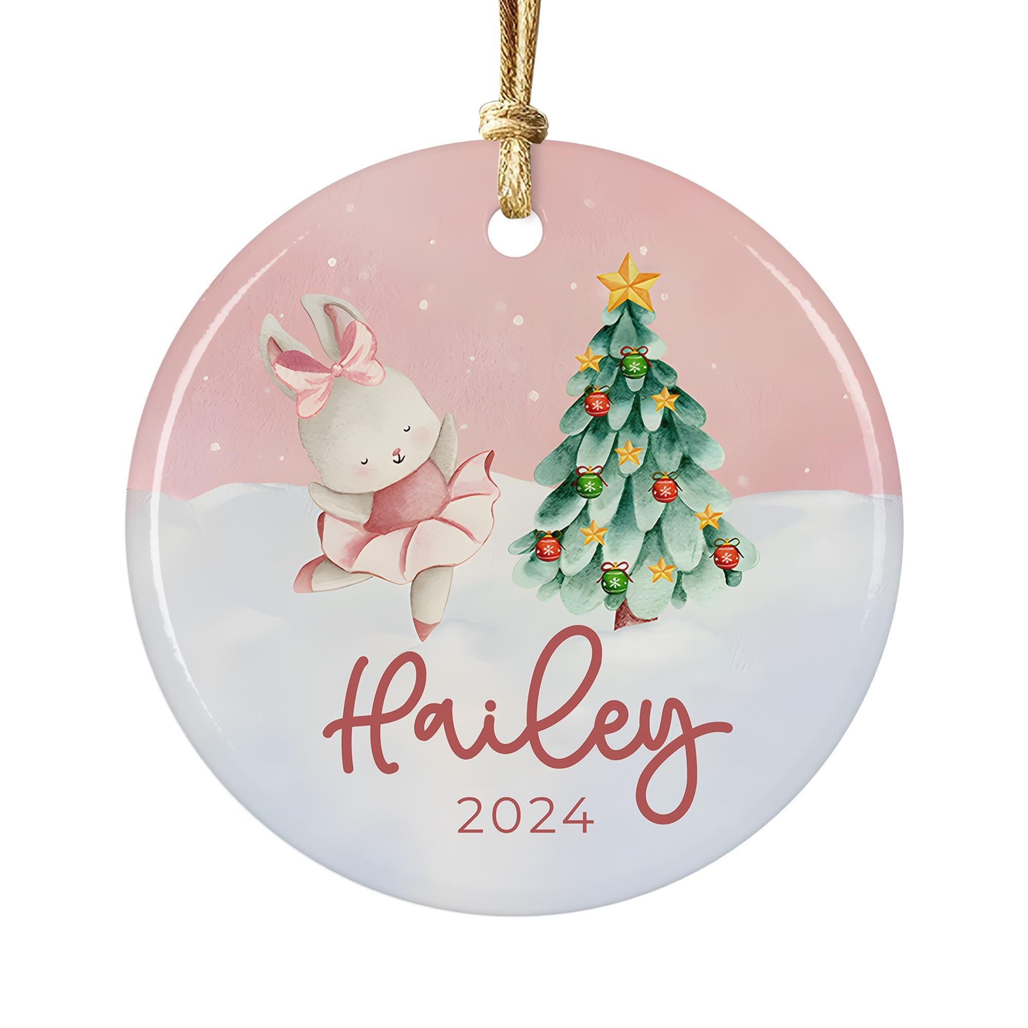 Personalized Ballerina Bunny Christmas Ornament: Girls Keepsake Gift