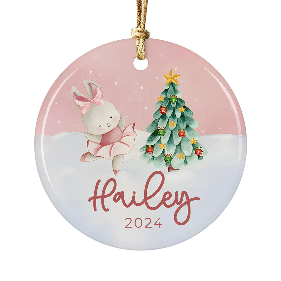 Personalized Ballerina Bunny Christmas Ornament: Girls Keepsake Gift