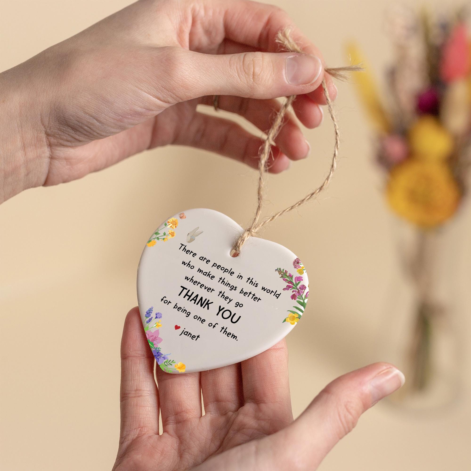 Personalized Thank You Ornament: Floral Ceramic Keepsake Gift