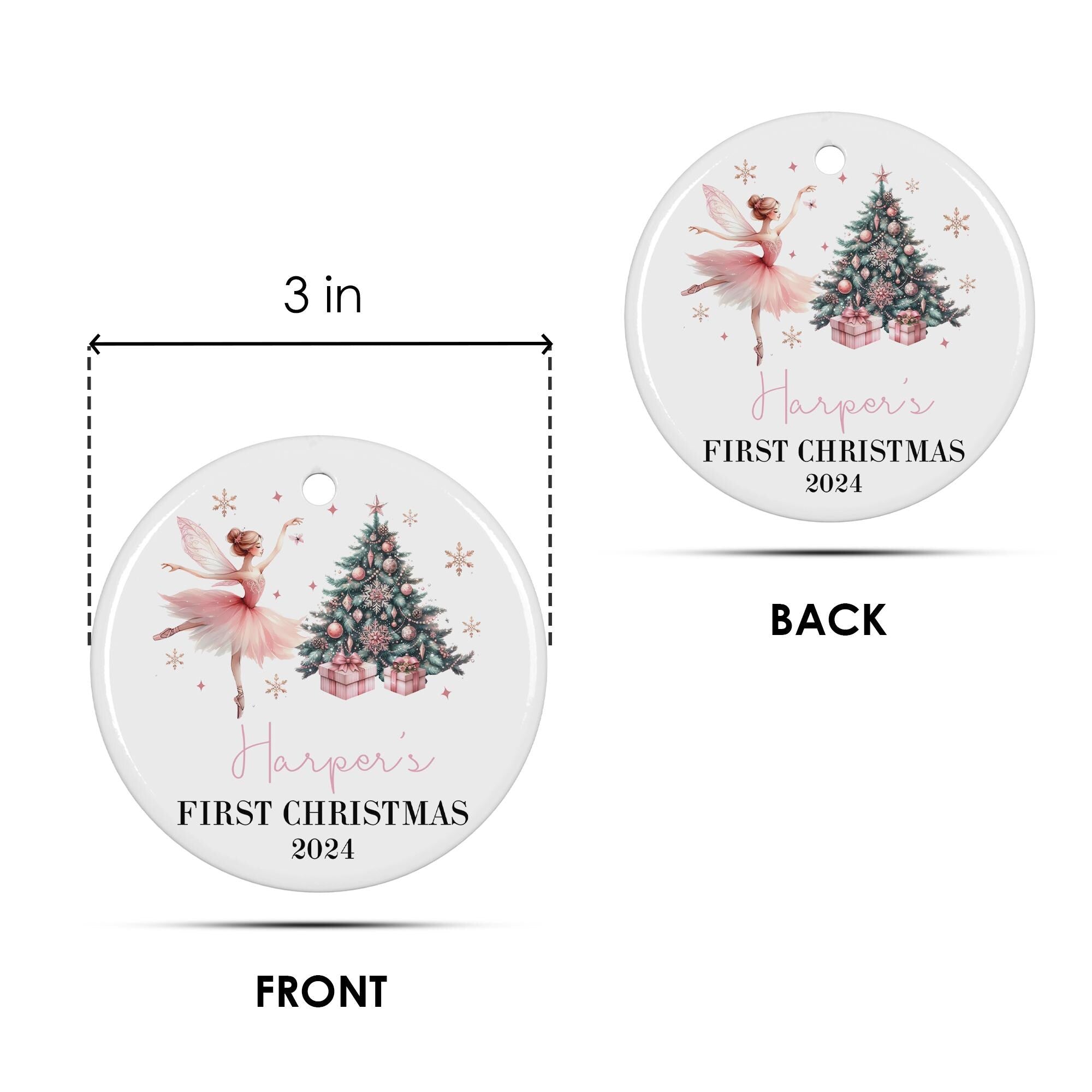 Personalized Baby Girl First Christmas Ornament 2025: Fairy Ballerina Keepsake
