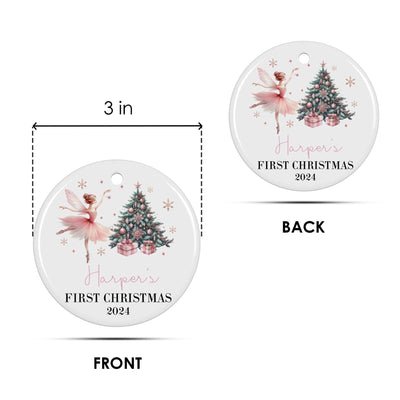 Personalized Baby Girl First Christmas Ornament 2025: Fairy Ballerina Keepsake