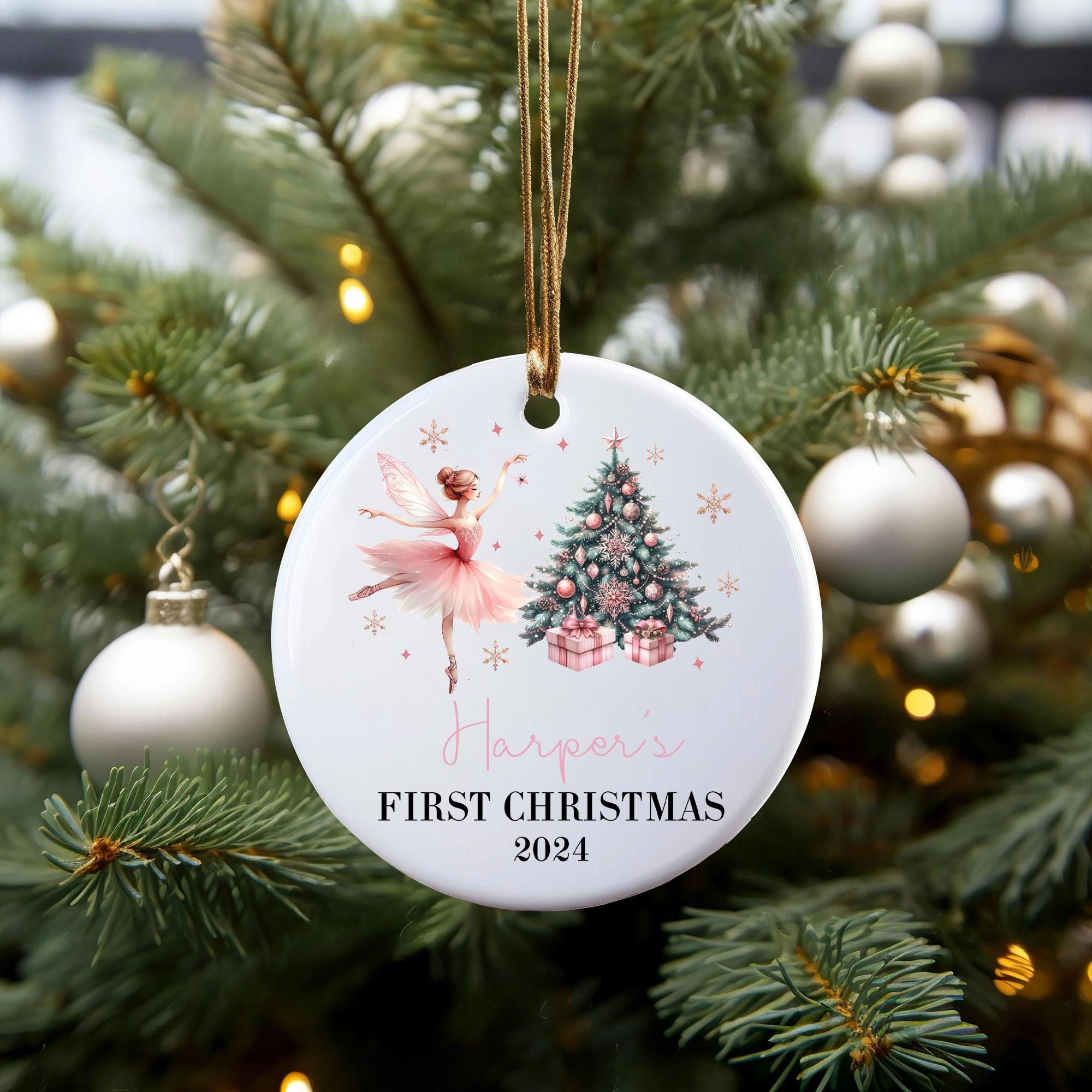Personalized Baby Girl First Christmas Ornament 2025: Fairy Ballerina Keepsake