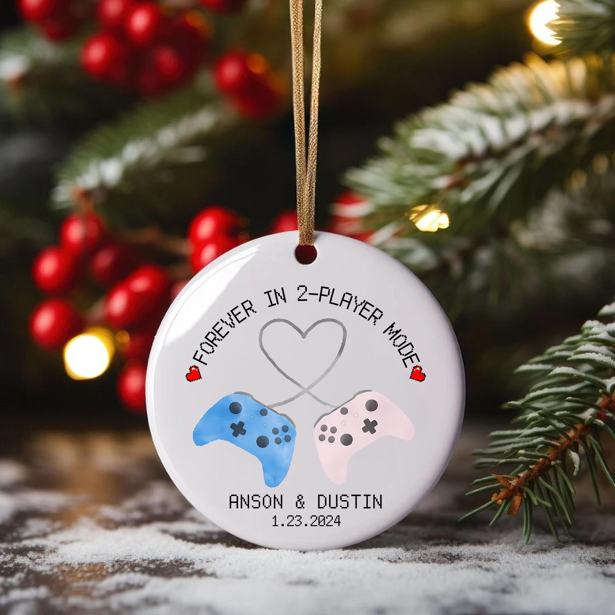 Personalized Gamer Couple Ornament 2025: Forever in 2-Player Mode
