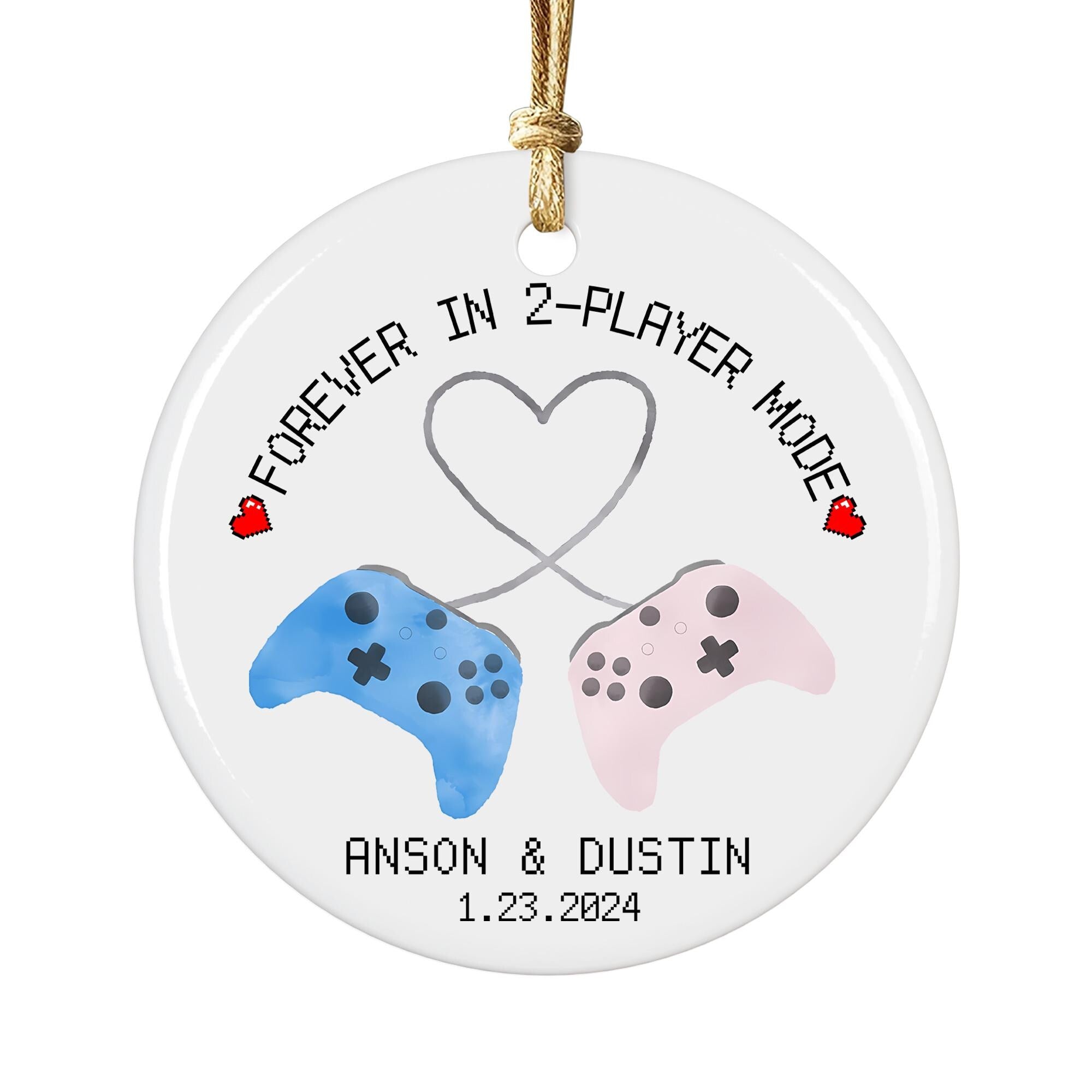 Personalized Gamer Couple Ornament 2025: Forever in 2-Player Mode