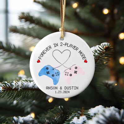 Personalized Gamer Couple Ornament 2025: Forever in 2-Player Mode