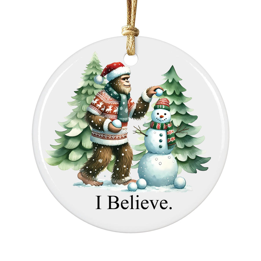Bigfoot Christmas Ornament: Funny Sasquatch Snowman Tree Decoration