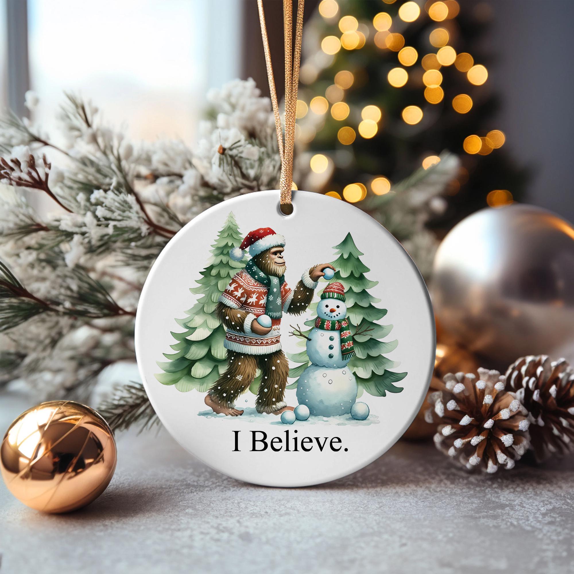 Bigfoot Christmas Ornament: Funny Sasquatch Snowman Tree Decoration