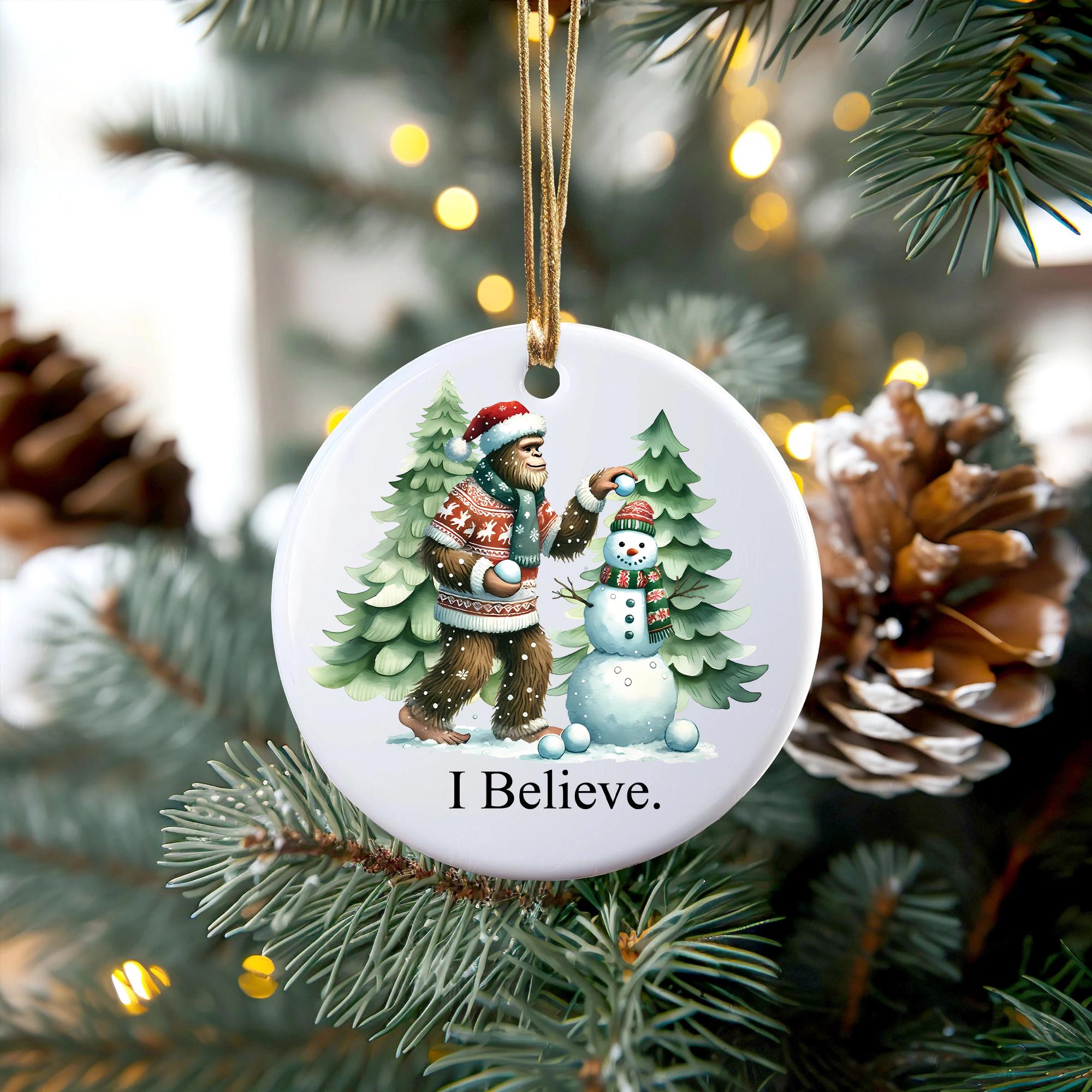 Bigfoot Christmas Ornament: Funny Sasquatch Snowman Tree Decoration