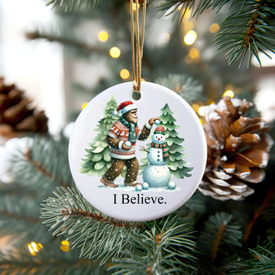 Bigfoot Christmas Ornament: Funny Sasquatch Snowman Tree Decoration