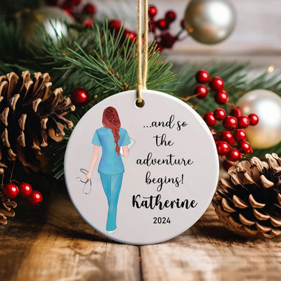 Personalized Nurse Graduation Ornament 2025: Ceramic Christmas Keepsake