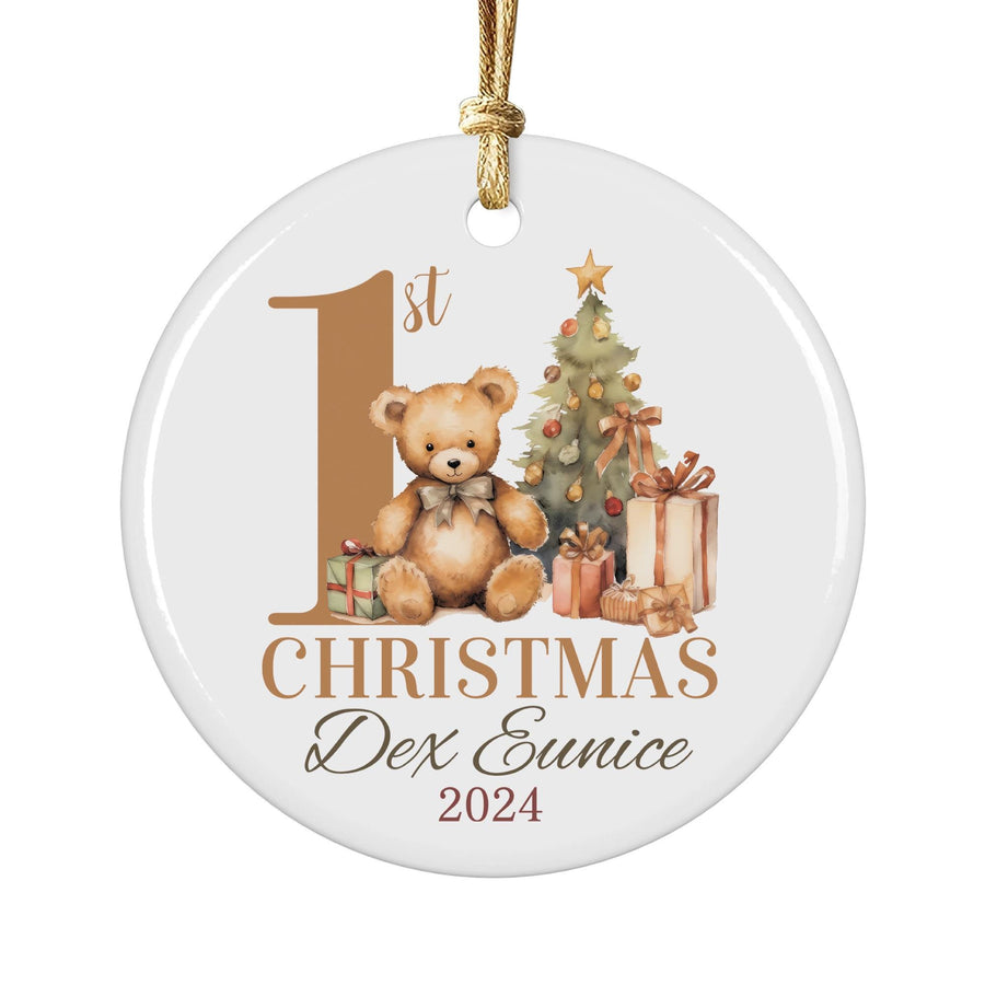 Personalized Baby's First Christmas Ornament 2025: Teddy Bear Ceramic Keepsake