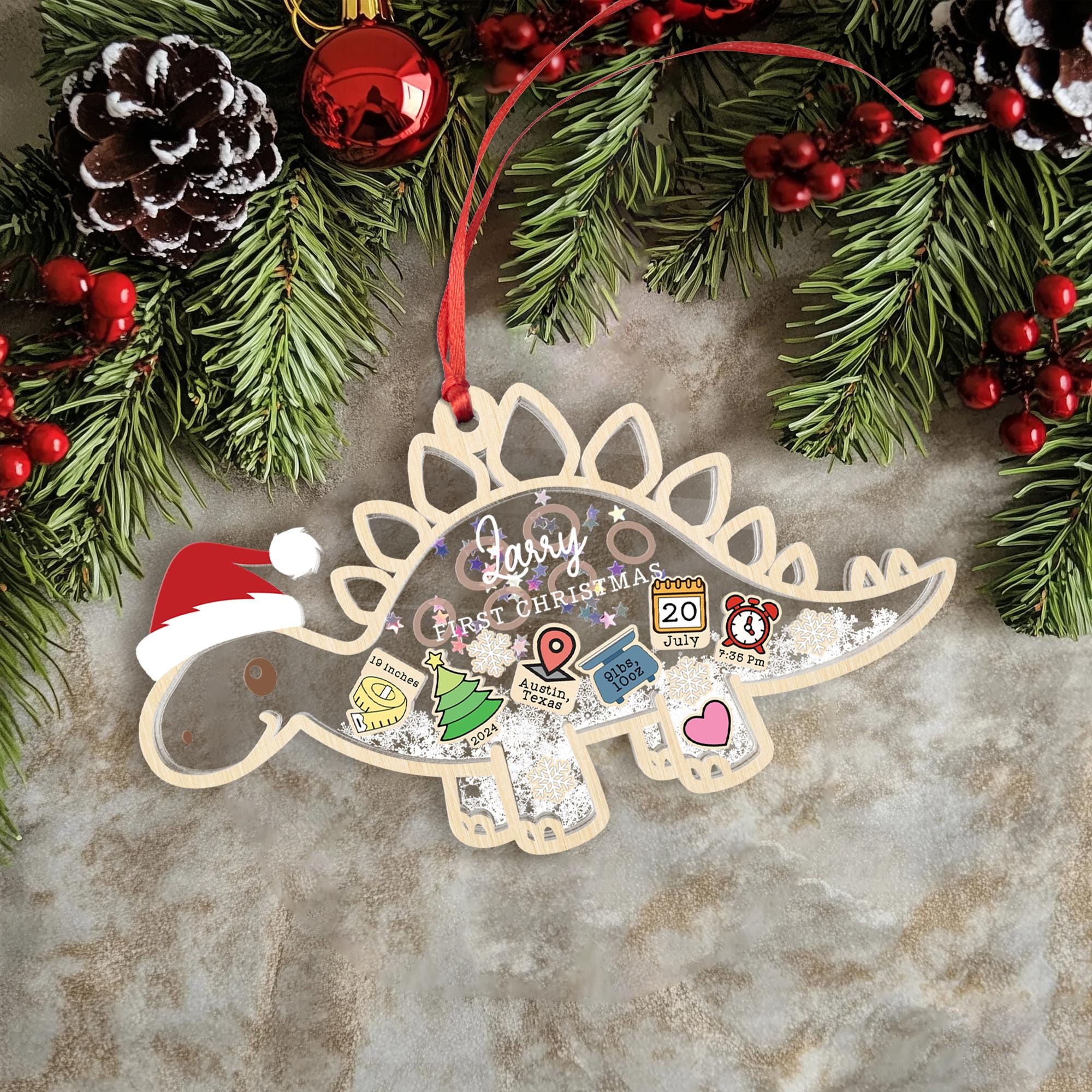 Personalized Dinosaur First Christmas Ornament: Baby's 1st Christmas