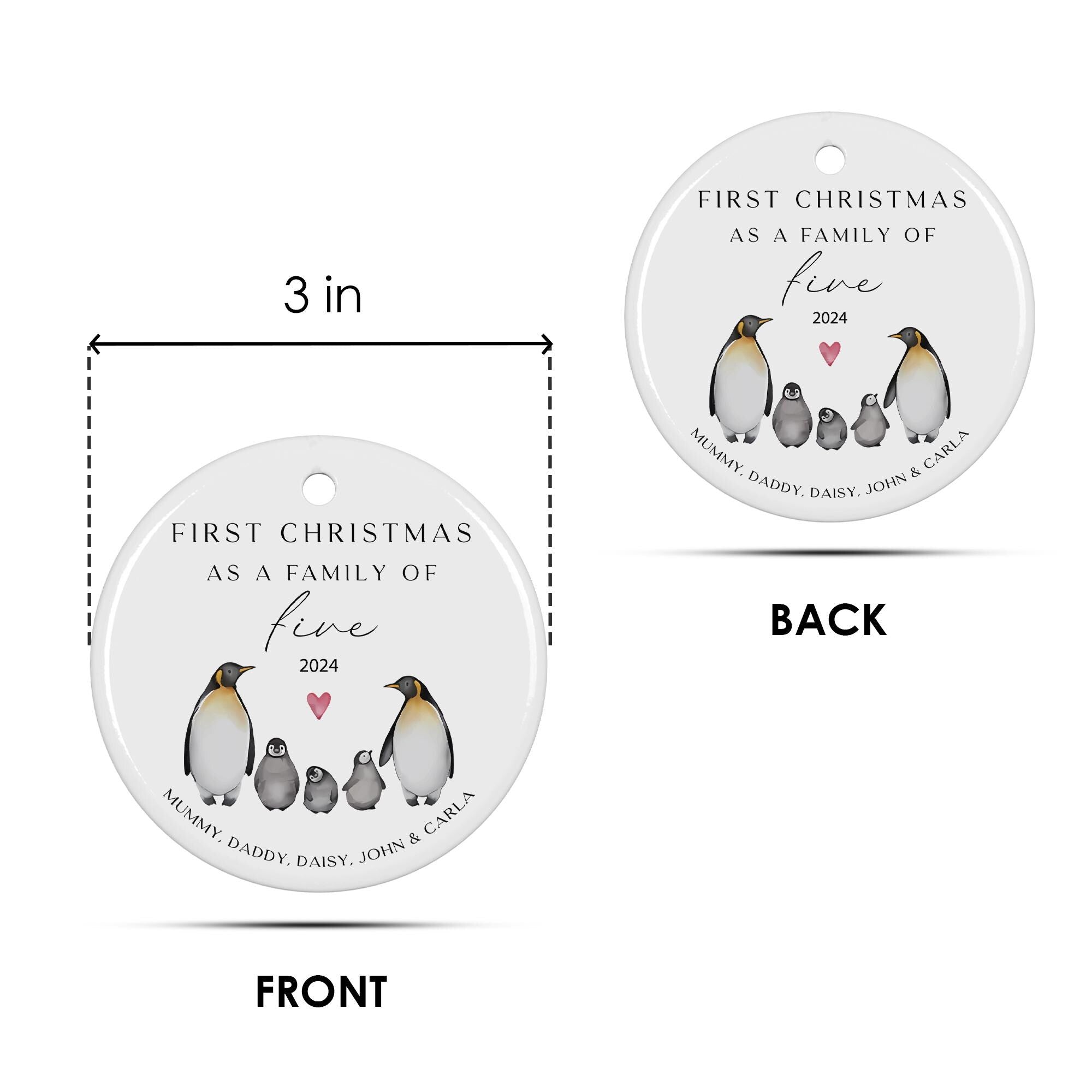 Personalized Penguin Family Christmas Ornament 2025: First Christmas Keepsake