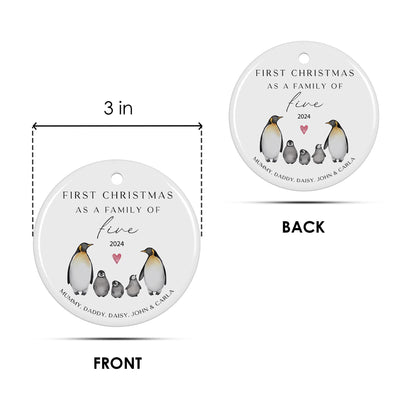 Personalized Penguin Family Christmas Ornament 2025: First Christmas Keepsake