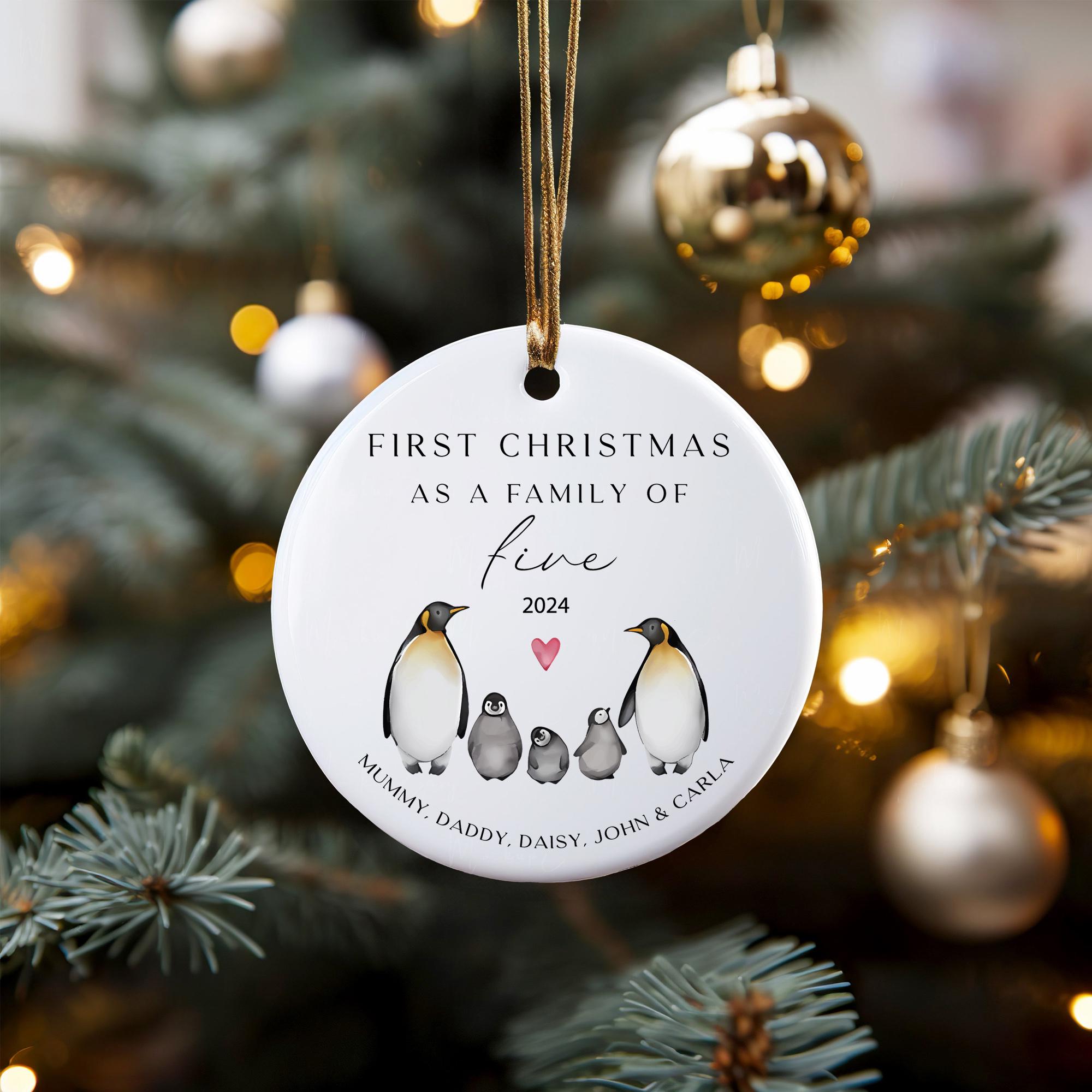 Personalized Penguin Family Christmas Ornament 2025: First Christmas Keepsake