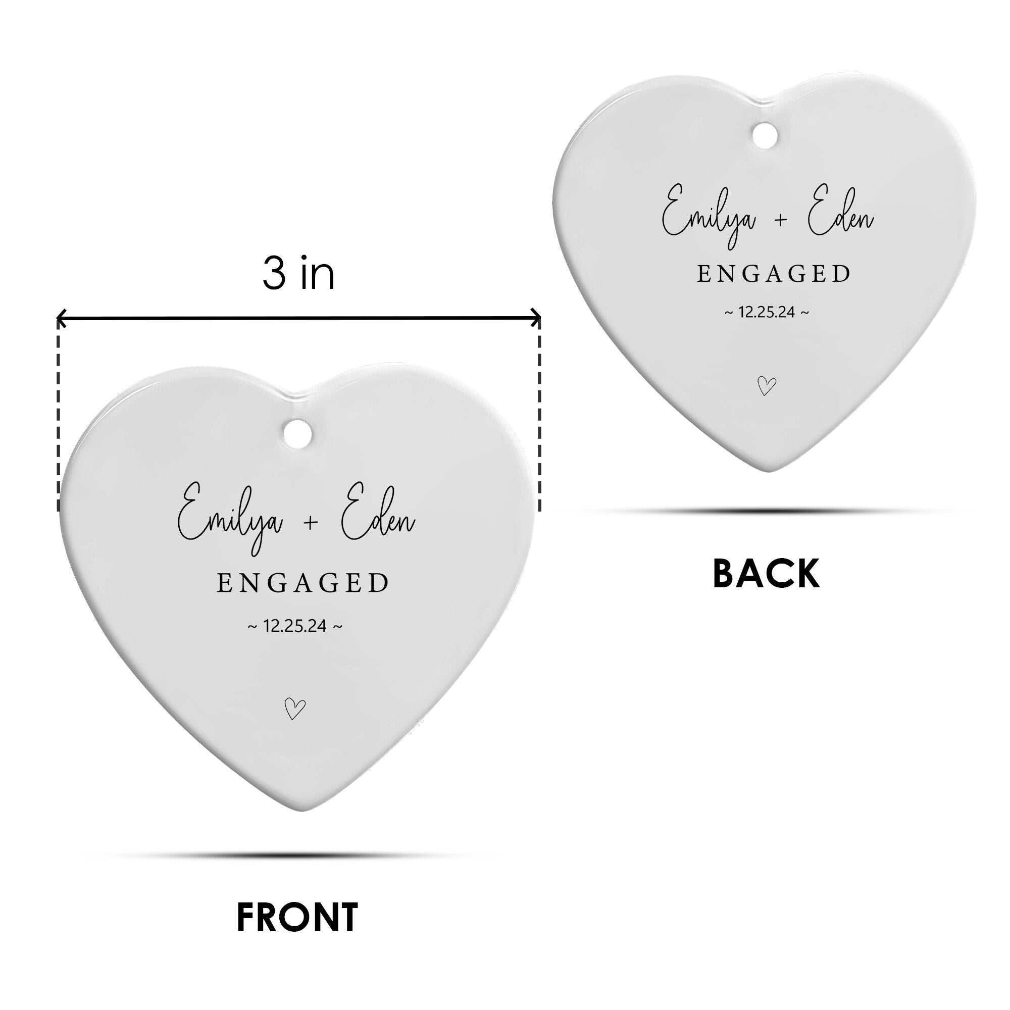 Personalized Engagement Ornament 2025: Heart-Shaped Ceramic Christmas Keepsake