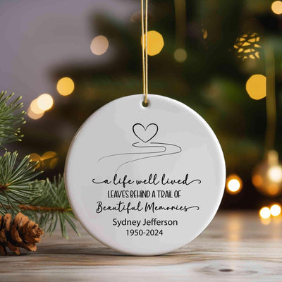 Personalized Memorial Ornament: "A Life Well Lived" Ceramic Keepsake