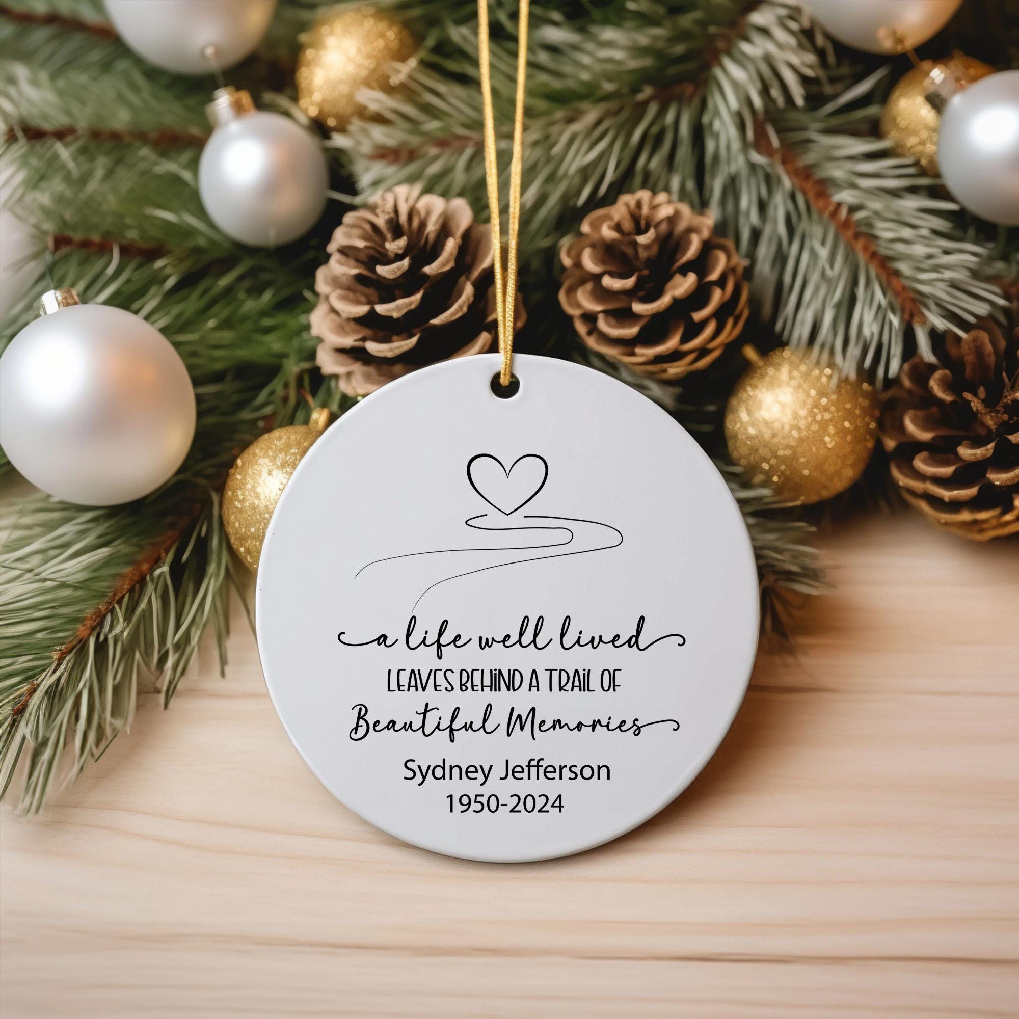 Personalized Memorial Ornament: "A Life Well Lived" Ceramic Keepsake