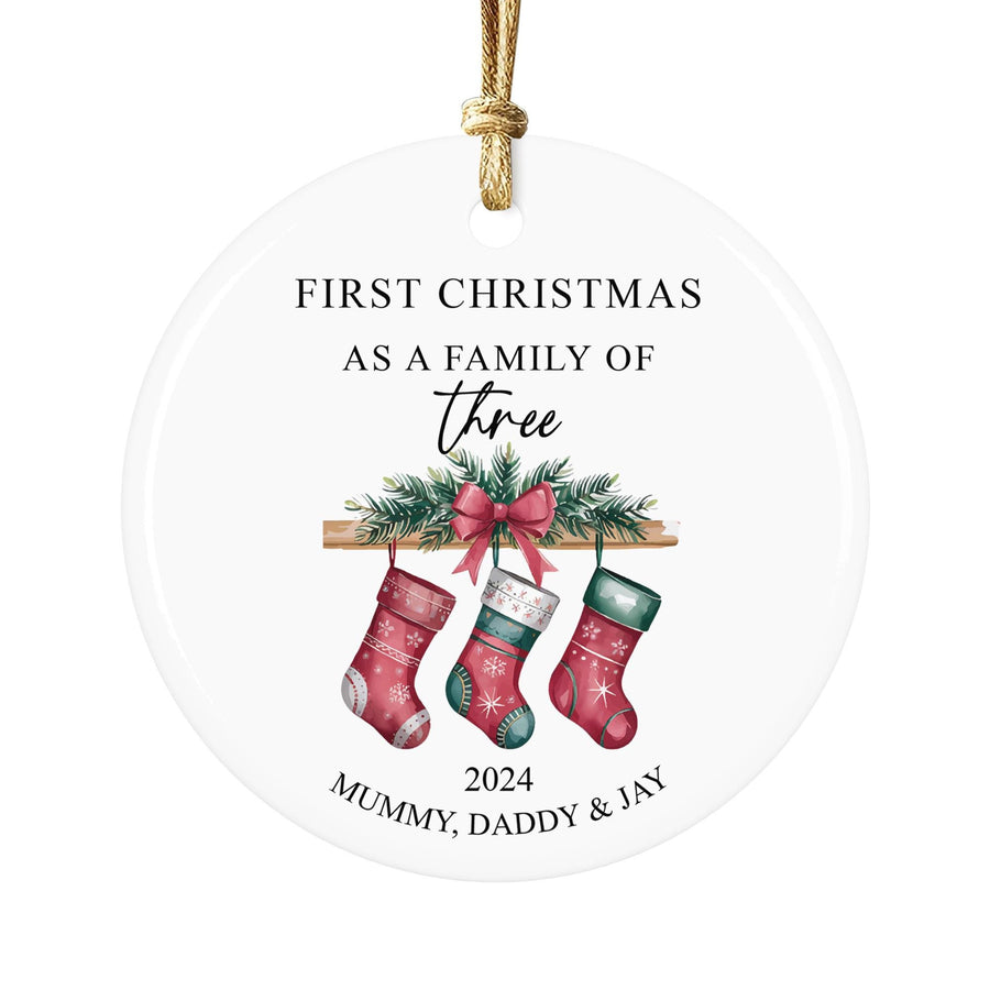 Personalized Family of Three Christmas Ornament 2025: Custom Stocking Keepsake, Custom Family Christmas Ornament