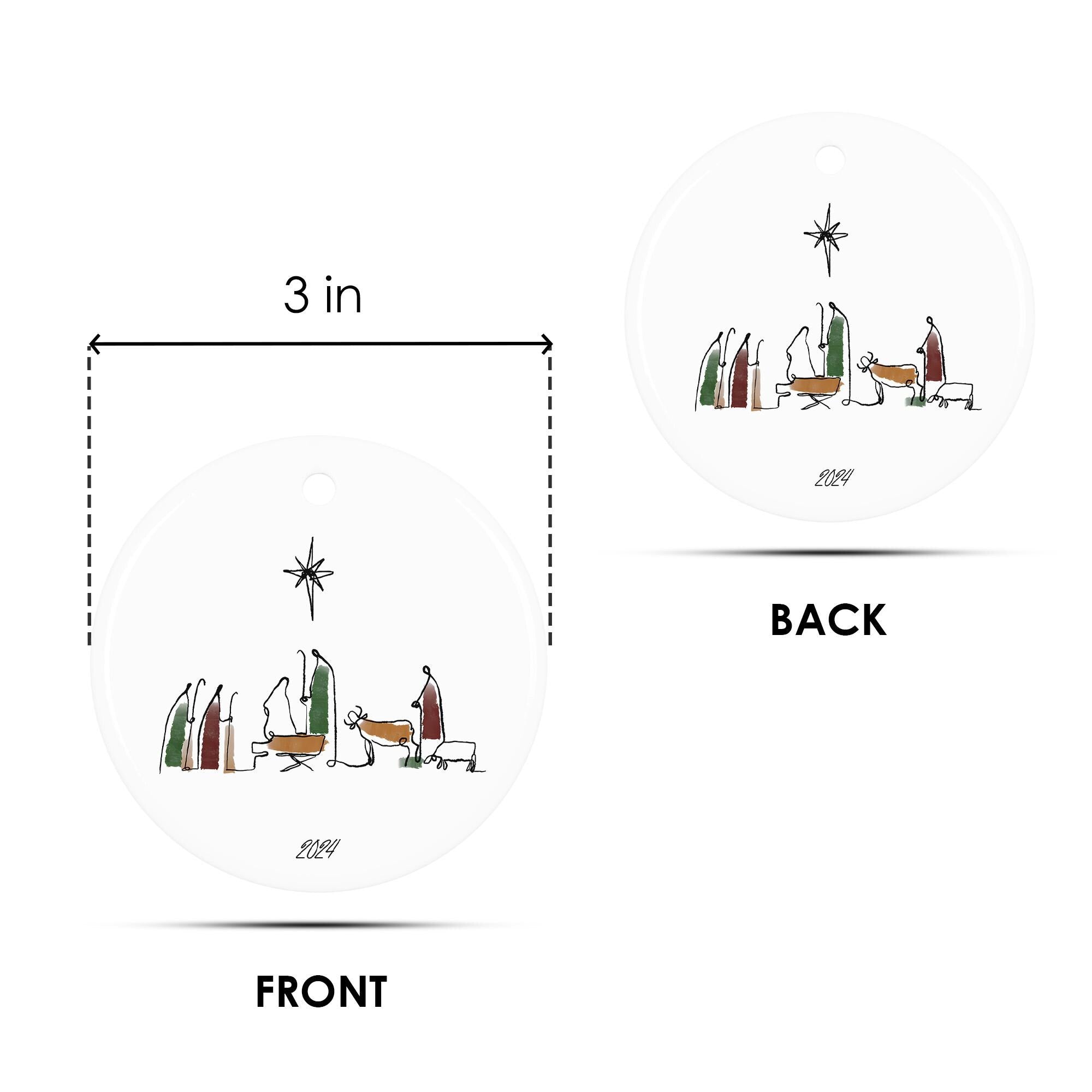 Minimalist Nativity Scene Ornament 2025 - Christian Ornament Christmas Gift - Baby Jesus Ornament - Christmas Nativity Scene Ornament