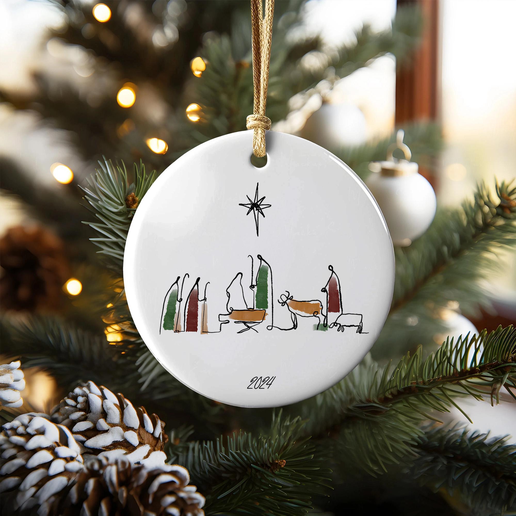 Minimalist Nativity Scene Ornament 2025 - Christian Ornament Christmas Gift - Baby Jesus Ornament - Christmas Nativity Scene Ornament