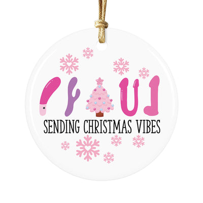 Funny Christmas Ornament 2025: Sending Christmas Vibes - 3-inch Ceramic Holiday Decor