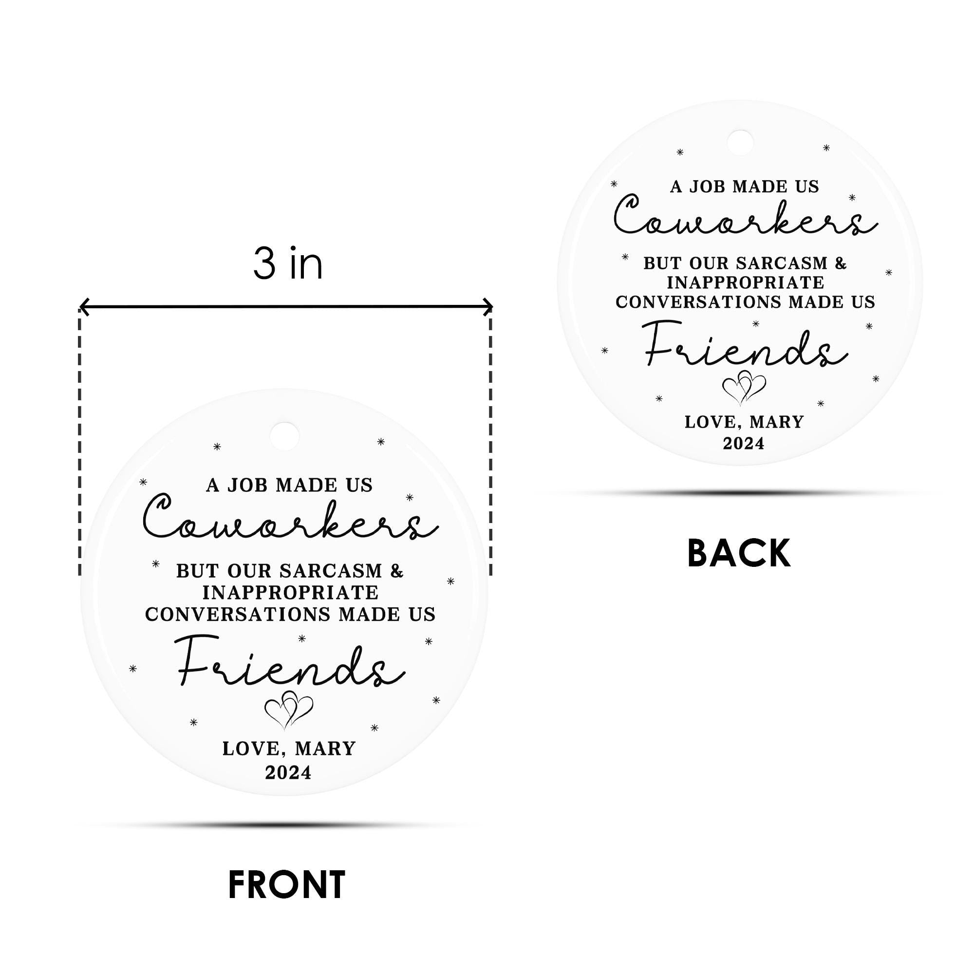 Funny Coworker Christmas Ornament: Sarcastic Office Humor Gift