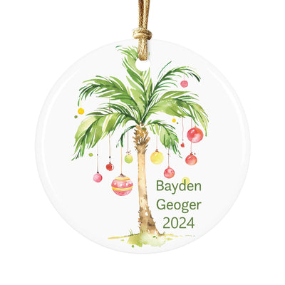 Personalized Tropical Christmas Palm Tree Ornament: Coastal Holiday Keepsake